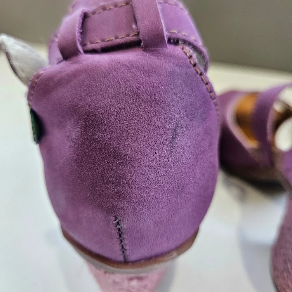 El Naturalista Sandals Heel Purple Leather Mary Jane Peep Toe 37 Wedding Guest